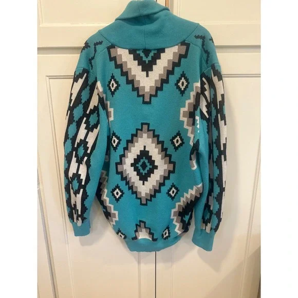 Western cowgirl Sterling Kreek Turquoise Aztec Cardigan Sweater Women's XL boho - Picture 7 of 9
